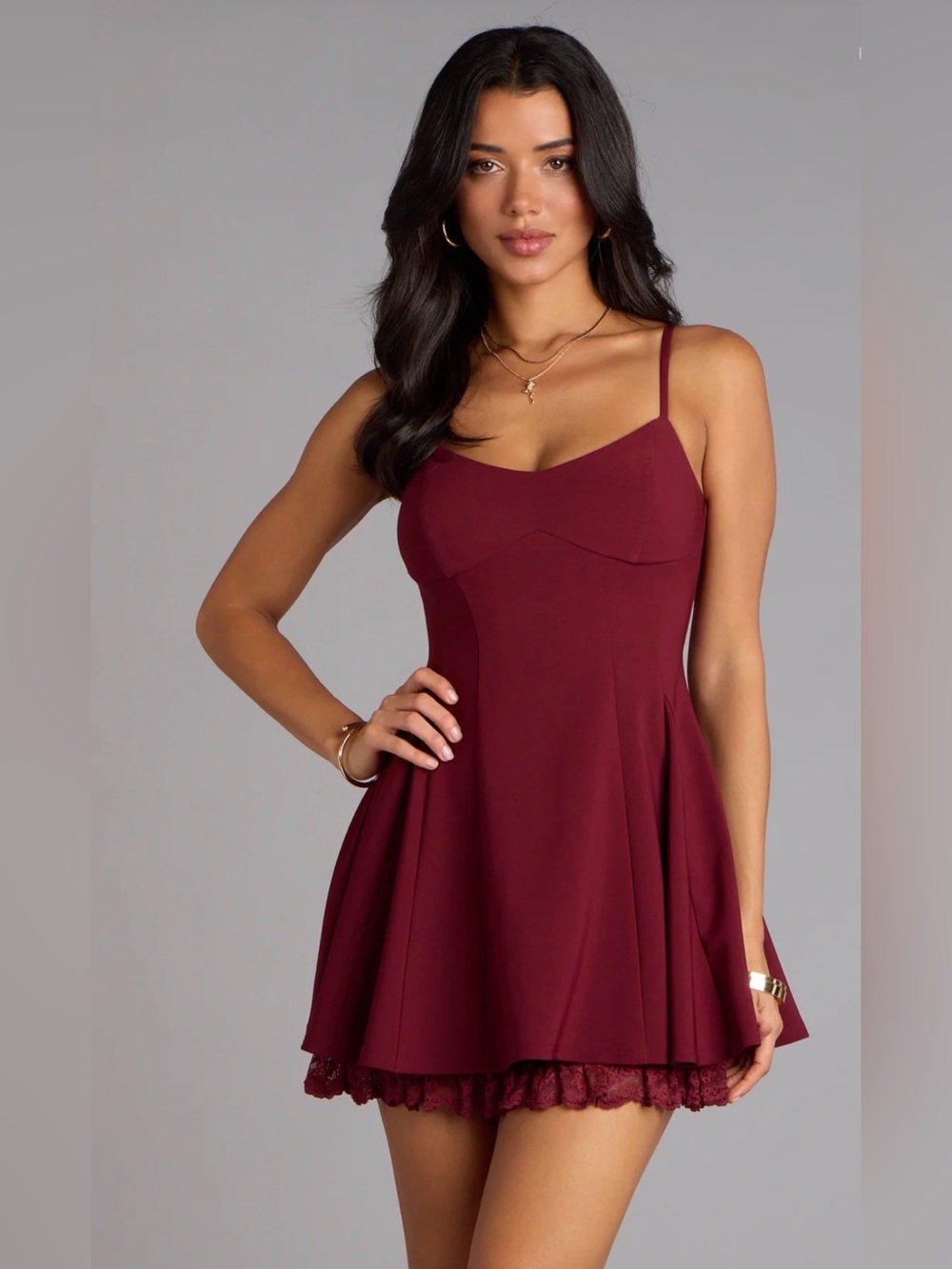 Windsor Chic Charm Lace Trim Skater Dress Size S